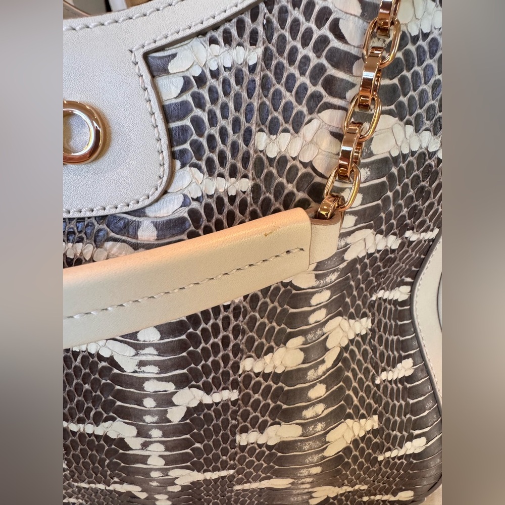 Salvatore Ferragamo Betulla Python Snakeskin Leather Gancini Chain Tote Bag - Picture 12 of 16